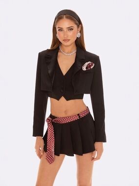 Amber Black Pleated Mini Skort